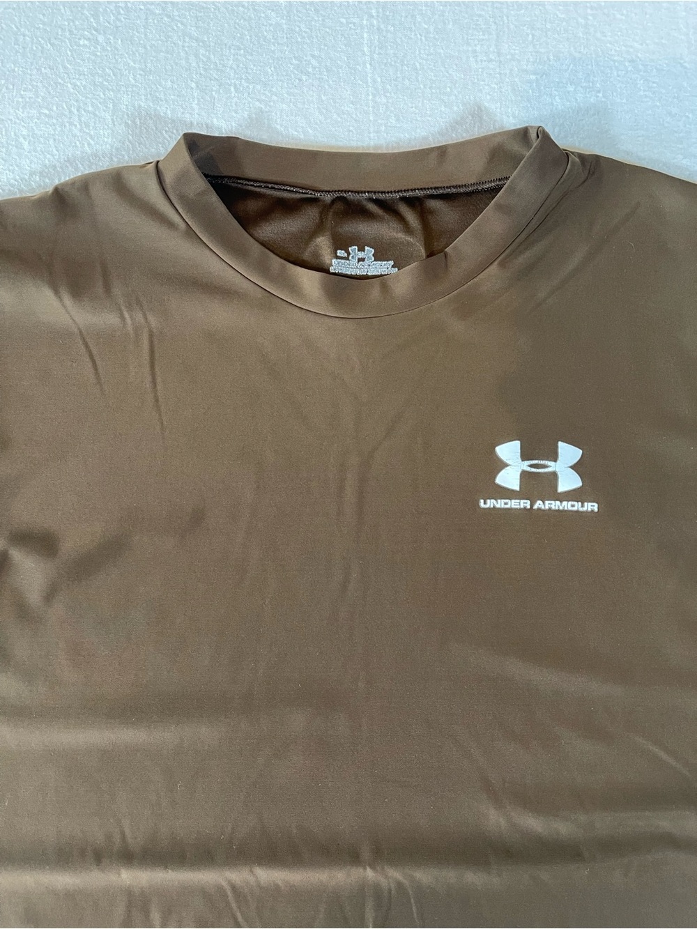 Under Armour Brown Short Sleeve Performance Tee with White Logo - Picture 2 of 14